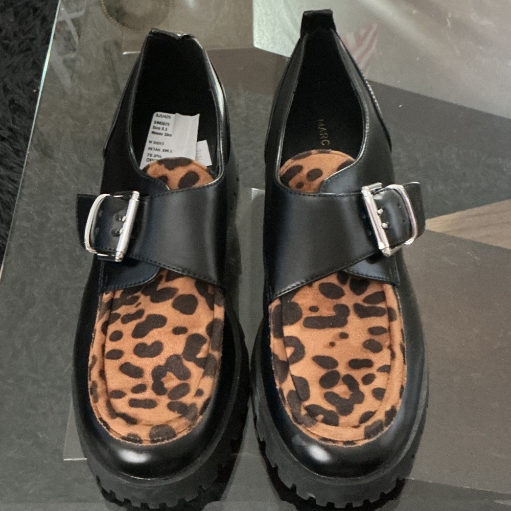 Marc Fisher Black and Brown Leopard Flats